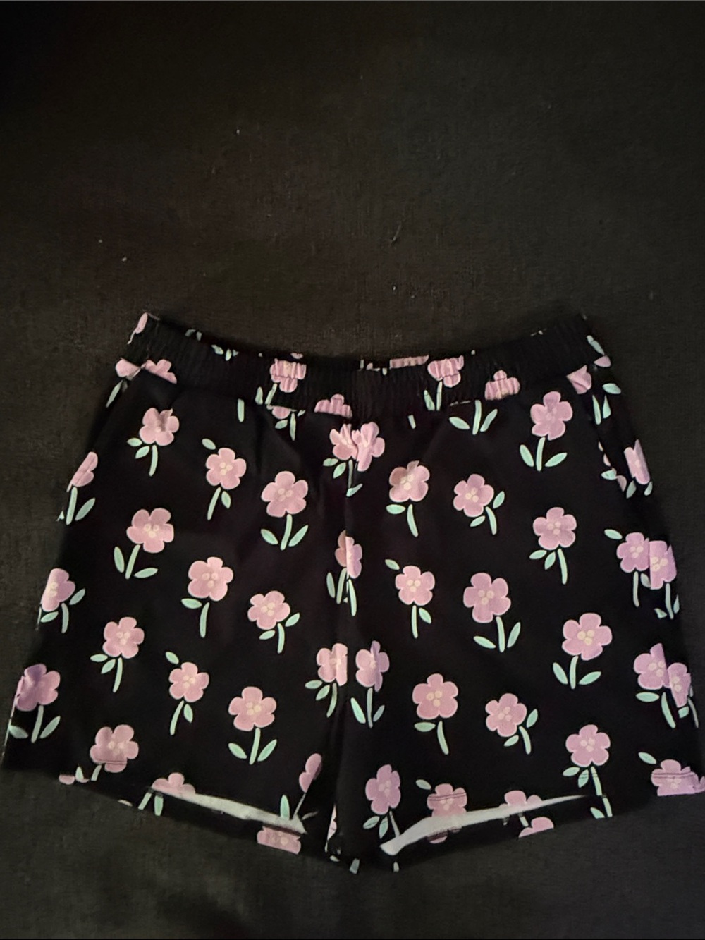 Smash + Tess Black Shorts with Pink Floral Print